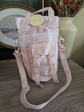 Blogilates Pink Gingham Water Bottle Sling Bag New With Tags